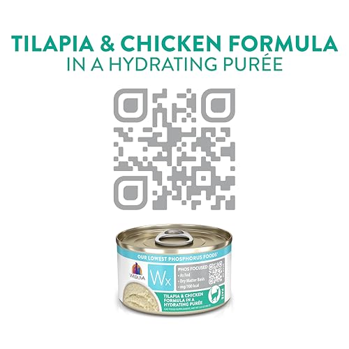 Lata de Weruva Wx Phos Focused con tilapia y pollo.