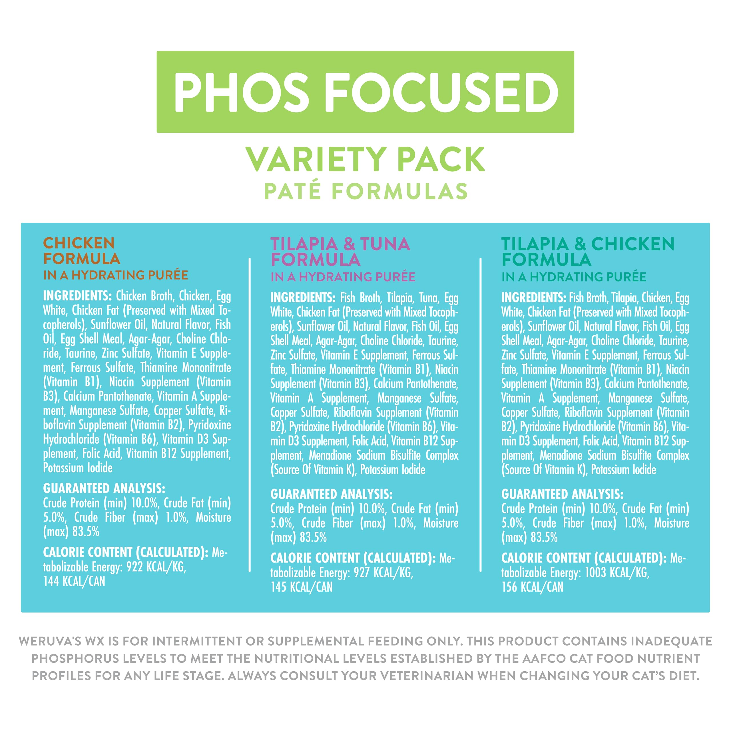 Ingredientes naturales en Weruva Wx Phos Focused Pate para gatos