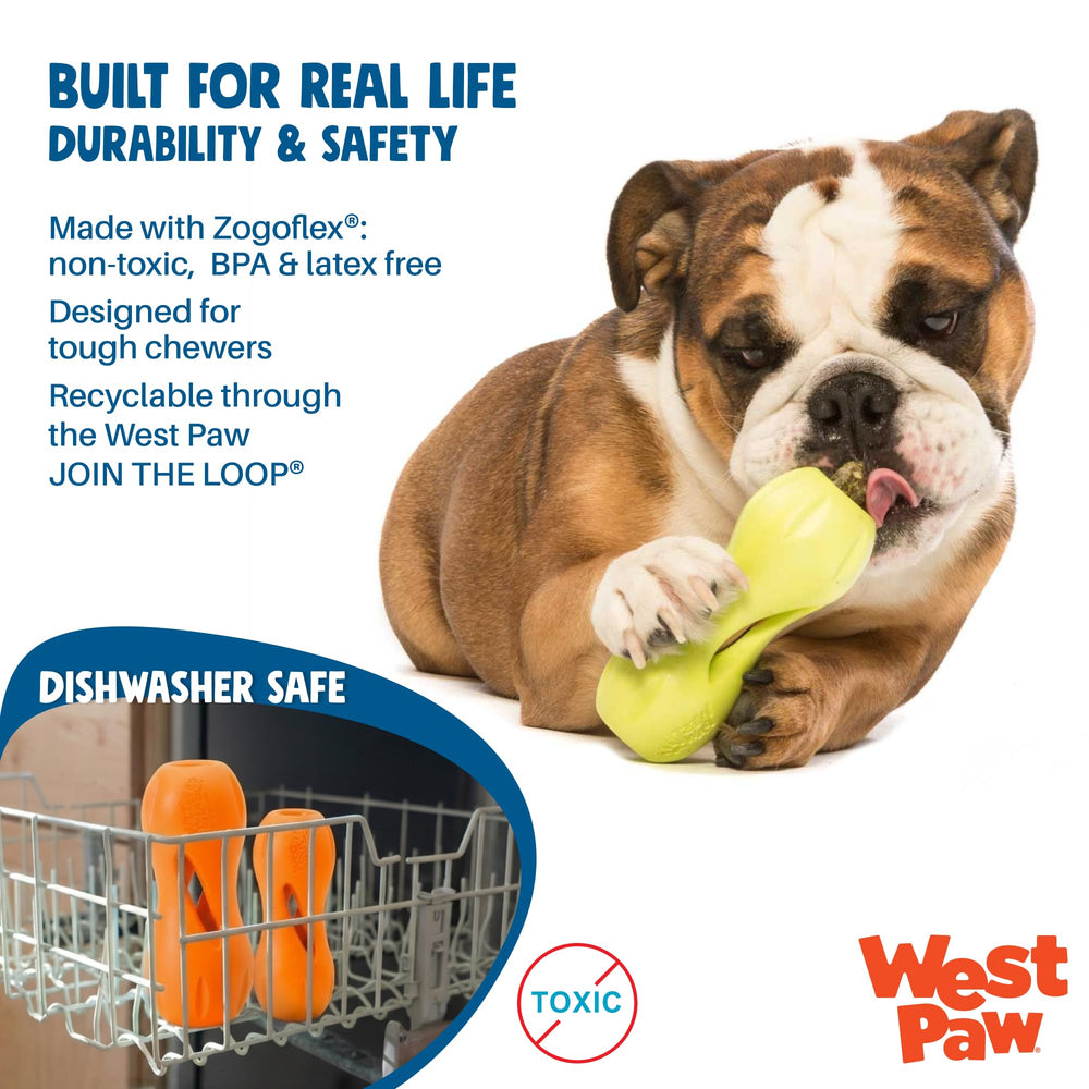 West Paw Qwizl, diseño ergonomico facilita un agarre comodo durante el juego