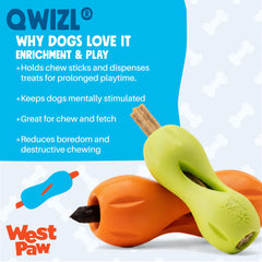 West Paw Qwizl, ventanas-de-premios-aromáticos, invita a masticar y explorar.