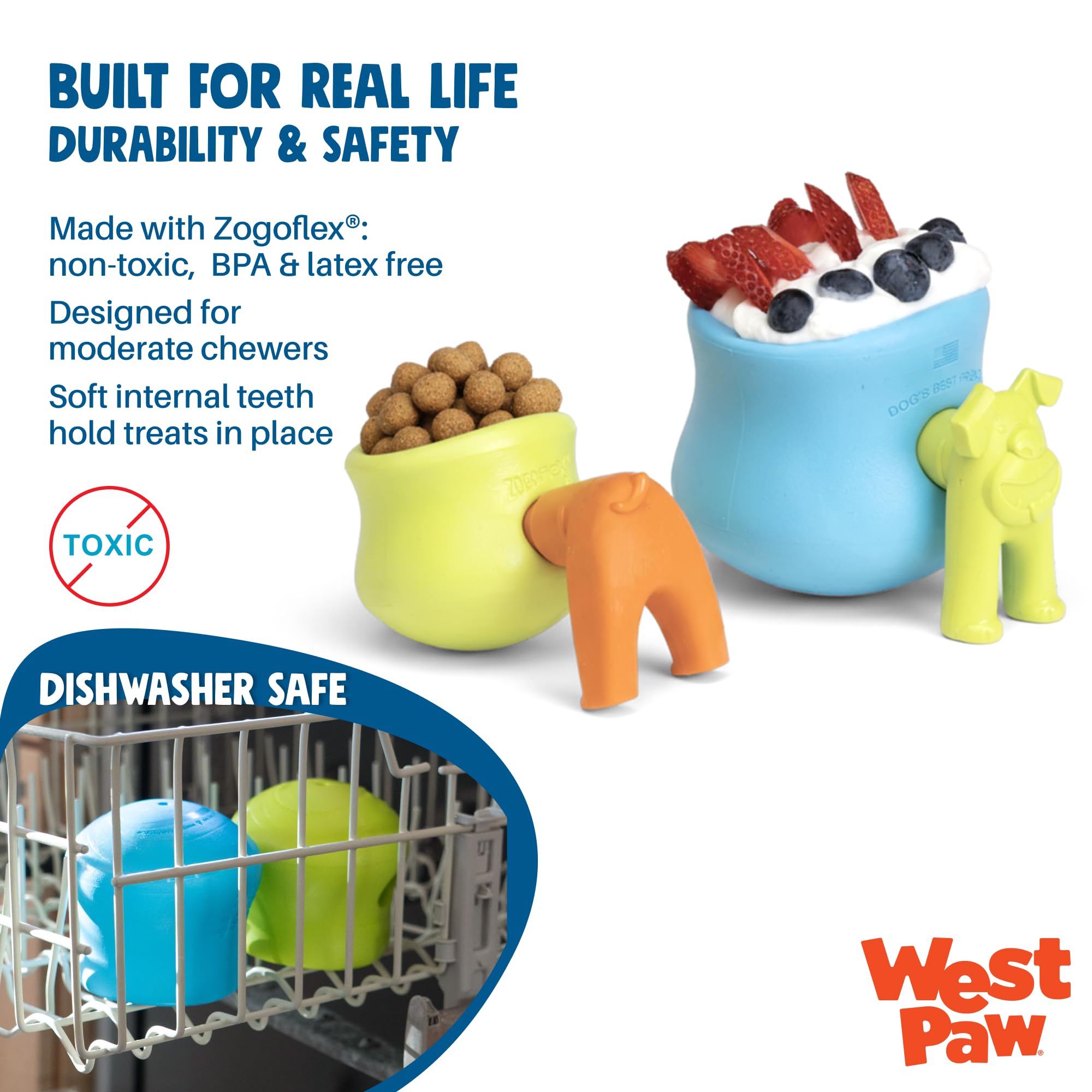 WEST PAW Toppl premios congelables para perros ideal para juegos prolongados