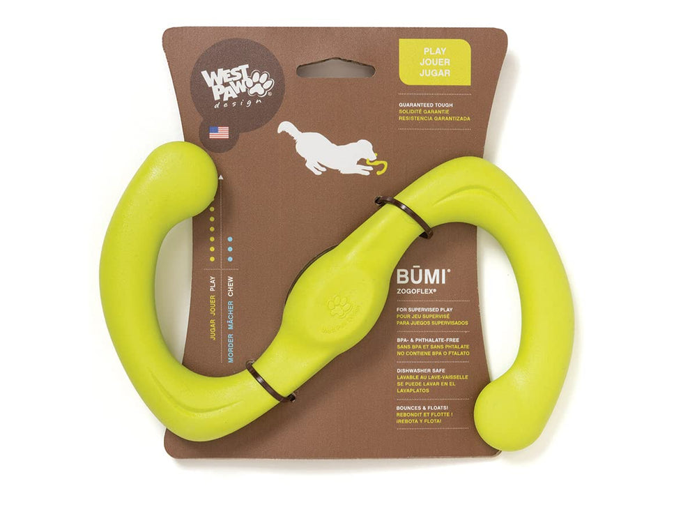 West Paw Zogoflex Bumi, juguete en forma de S, ideal para juegos de tirar y buscar.