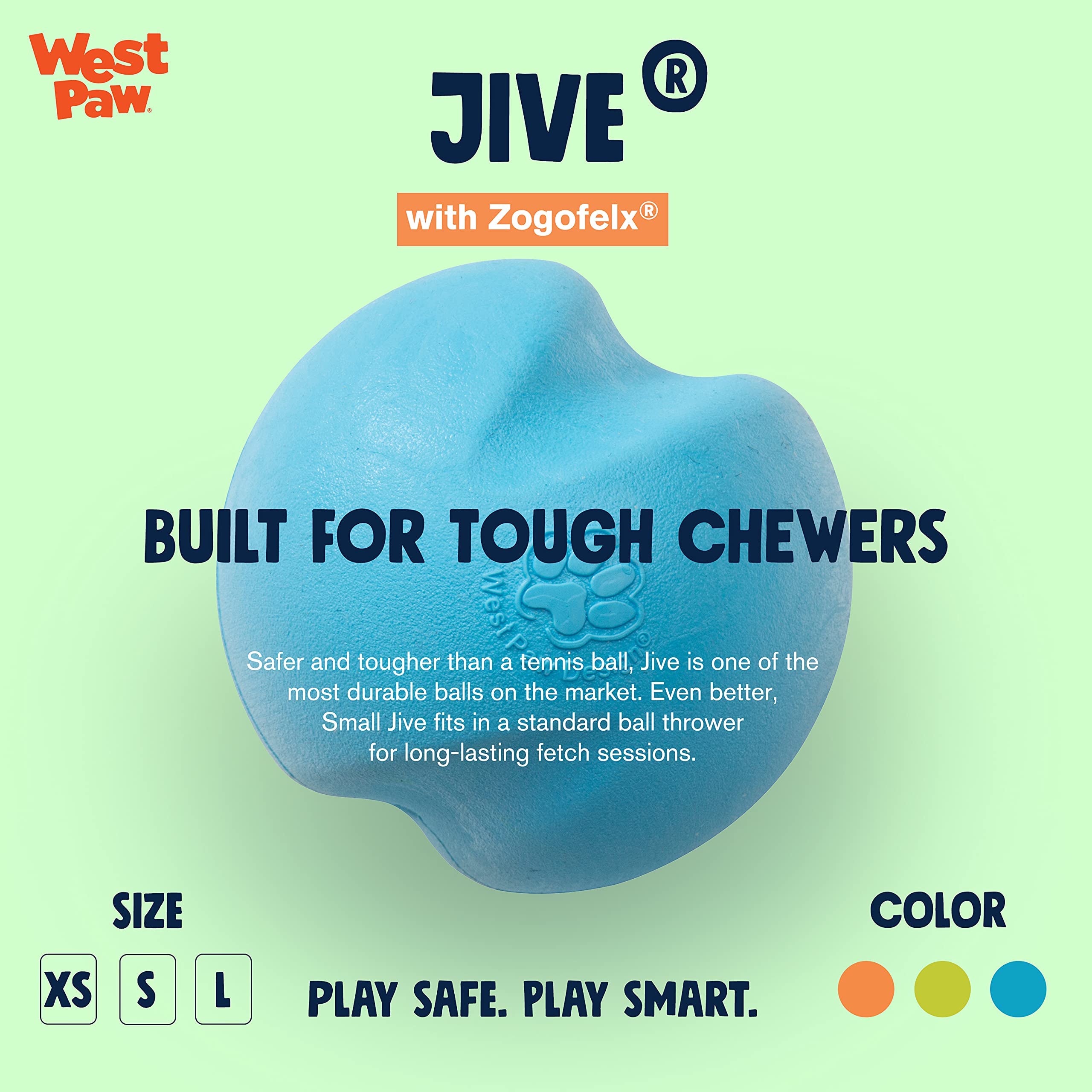 West Paw Zogoflex Jive Ball rebote resistente para juegos de traer