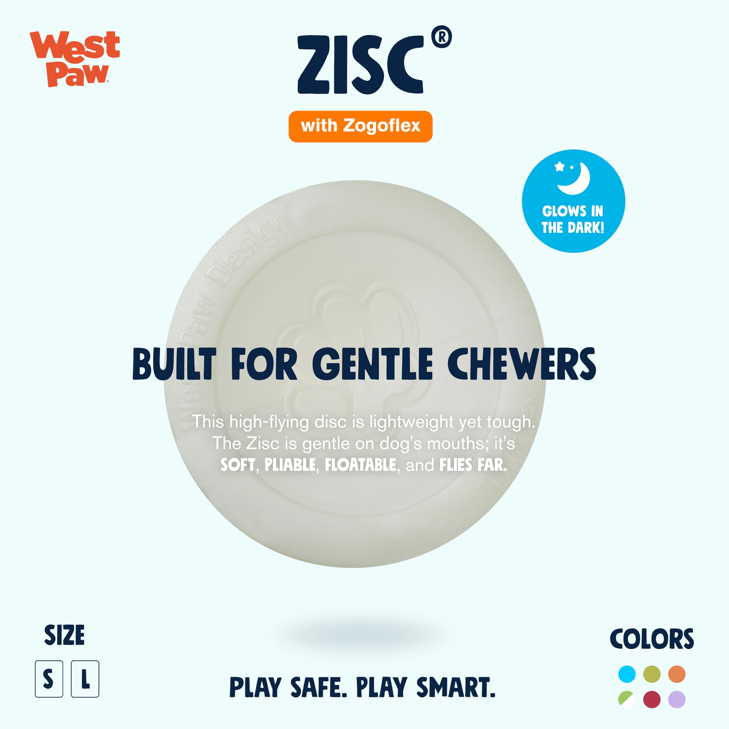 West Paw Zogoflex Zisc disco flotante de 6.5 pulgadas, perfecto para agua y playa.