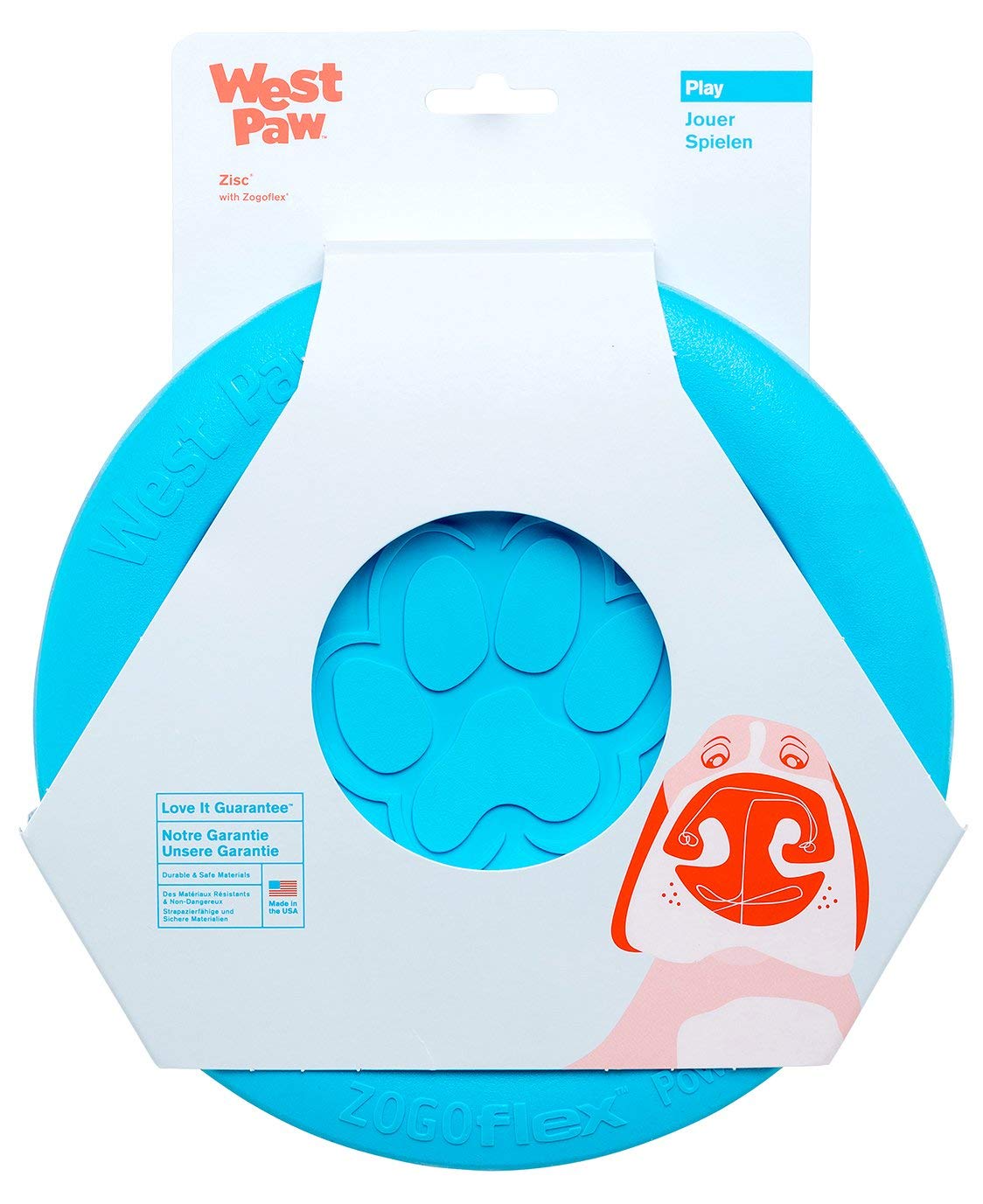 West Paw Zisc volando en el aire, ideal para juegos de lanzamiento.