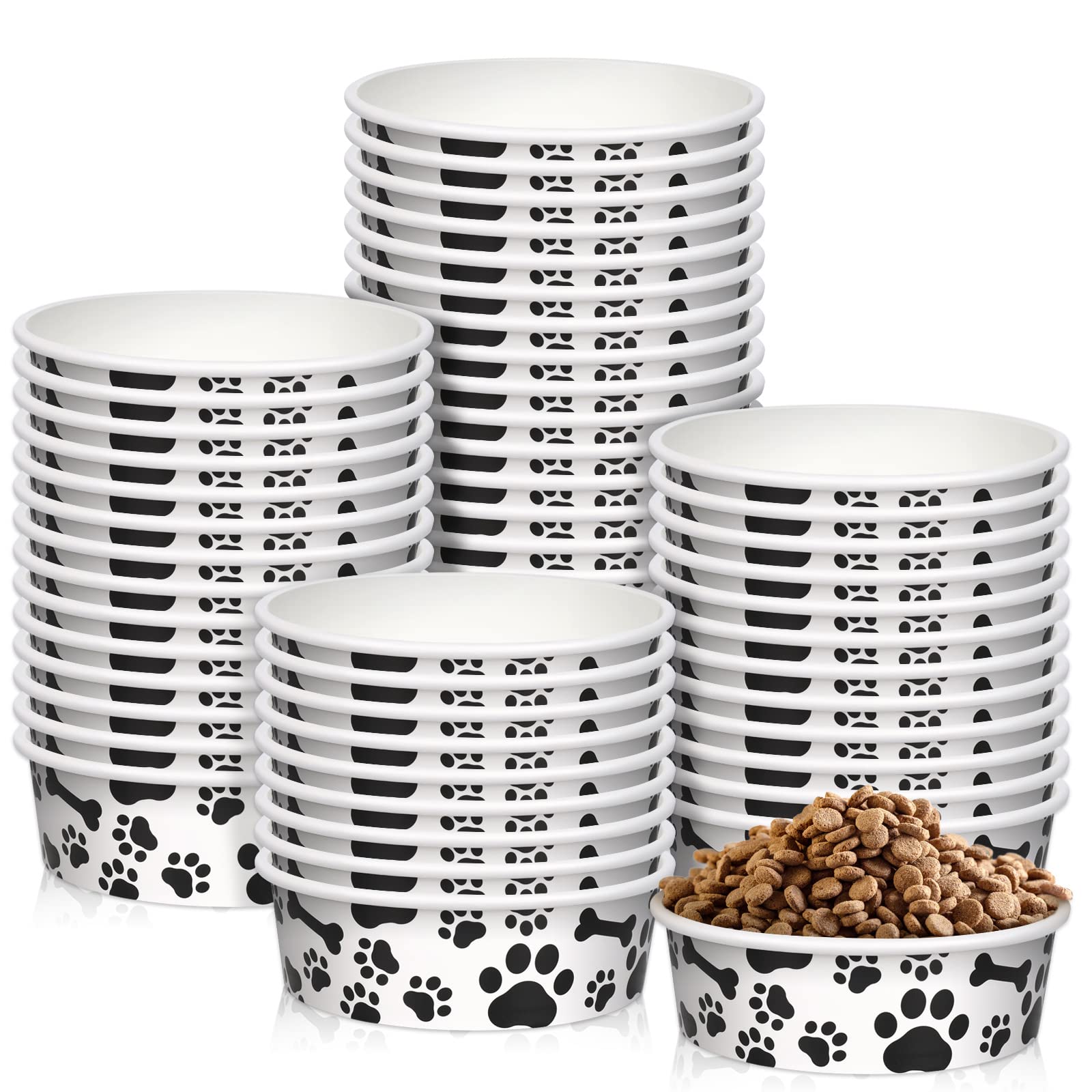 Whaline platos desechables para mascotas con diseño hueso y patita, ideal para uso diario.
