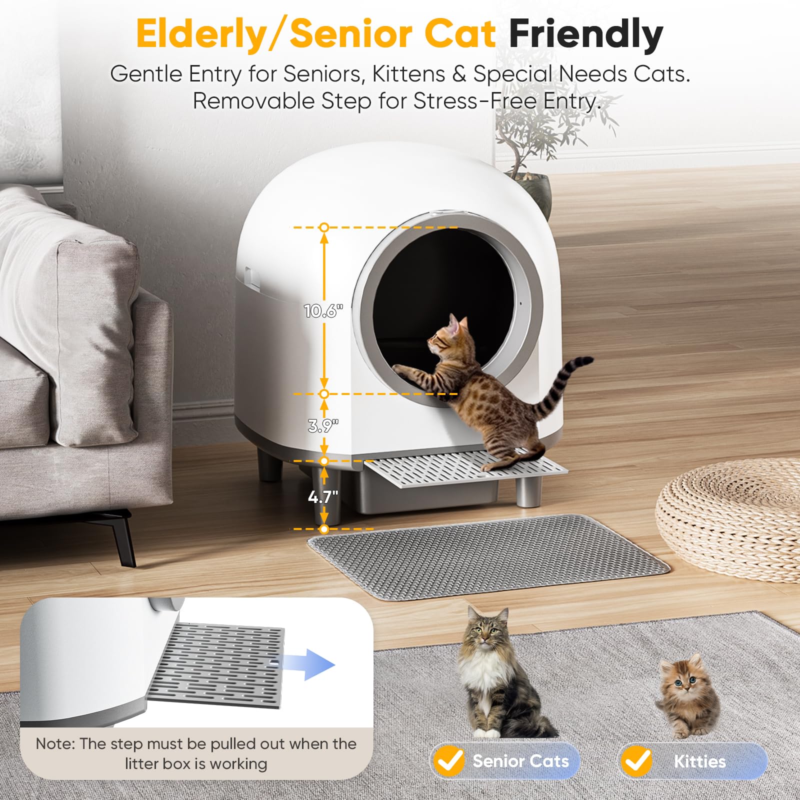 Whiffee gran capacidad 88l, ideal para multiples gatos y viajes