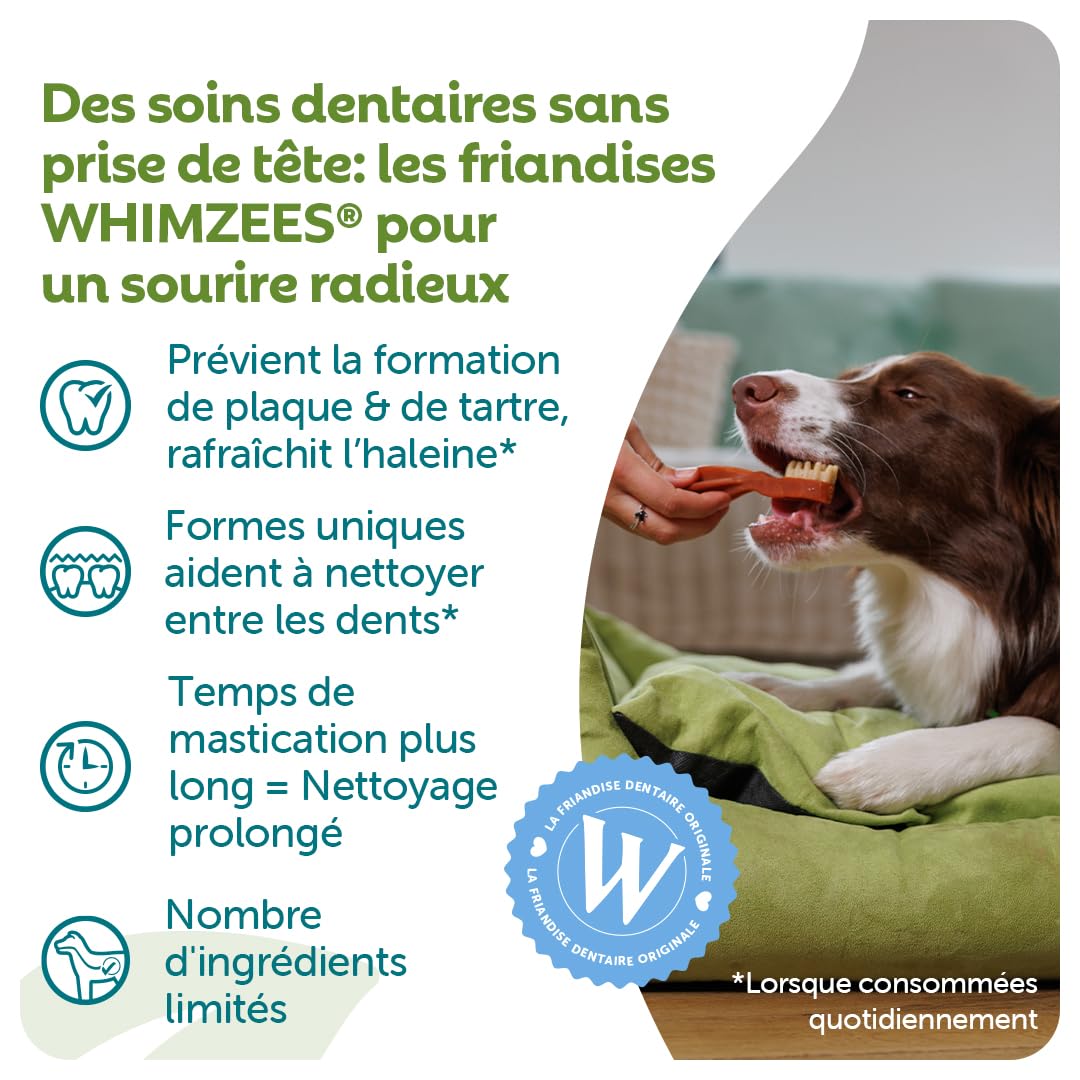 Whimzees formas mezcladas: variedad atractiva para motivar la masticación diaria.