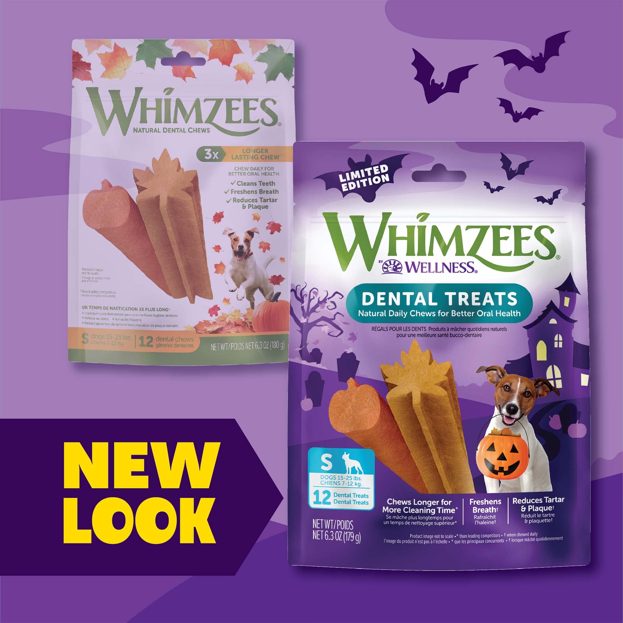 Whimzees limpieza dental diaria para perros pequenos, ayuda a mantener aliento fresco.