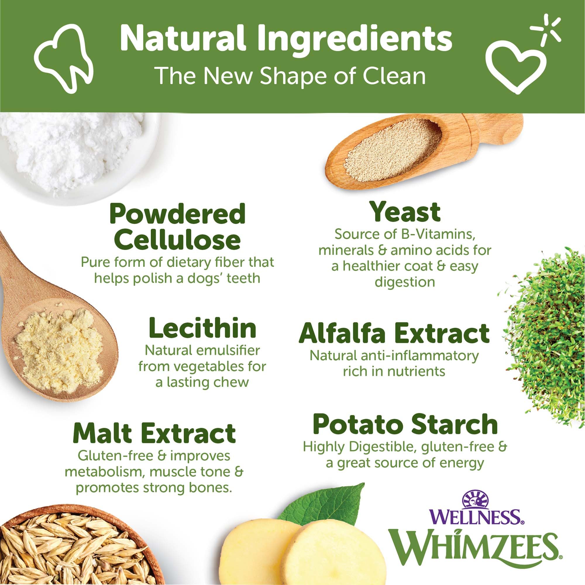 Whimzees naturales sin granos, opción vegetariana para sabor suave.