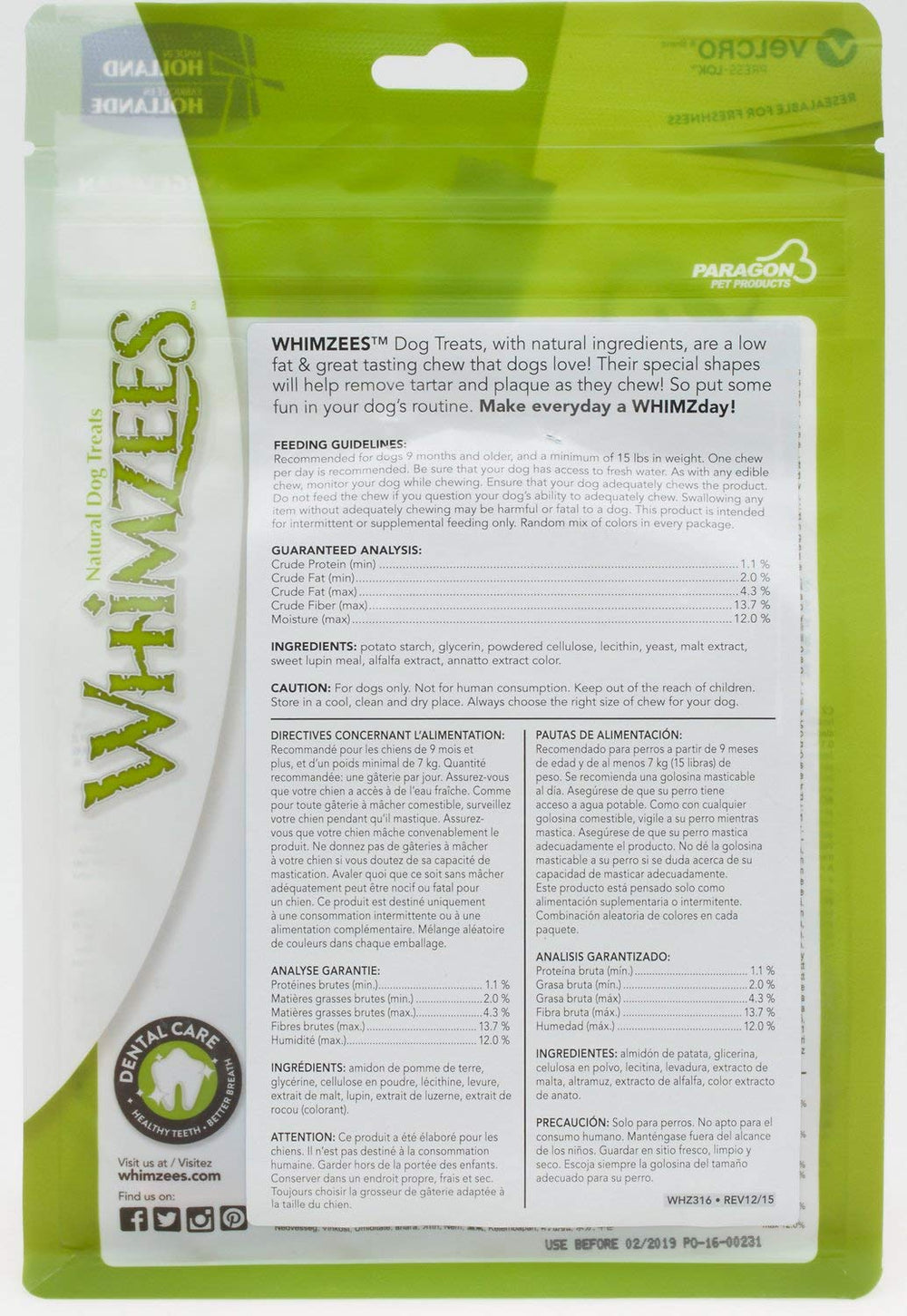 Whimzees Stix masticación perro: fomenta mordida natural y limpieza bucal