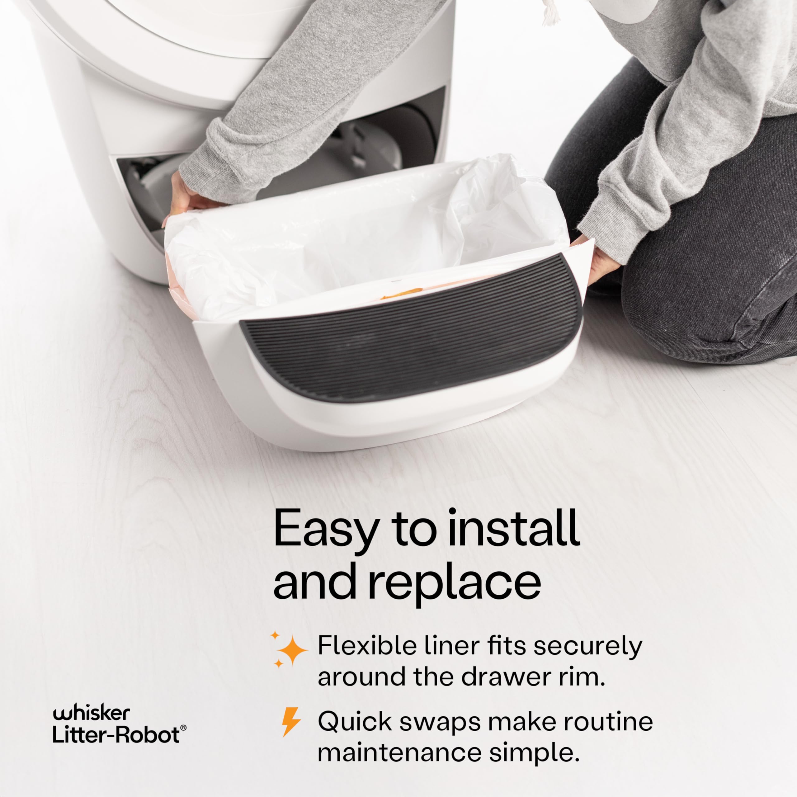 Whisker Litter-Robot instalación fácil en cajón de desechos.