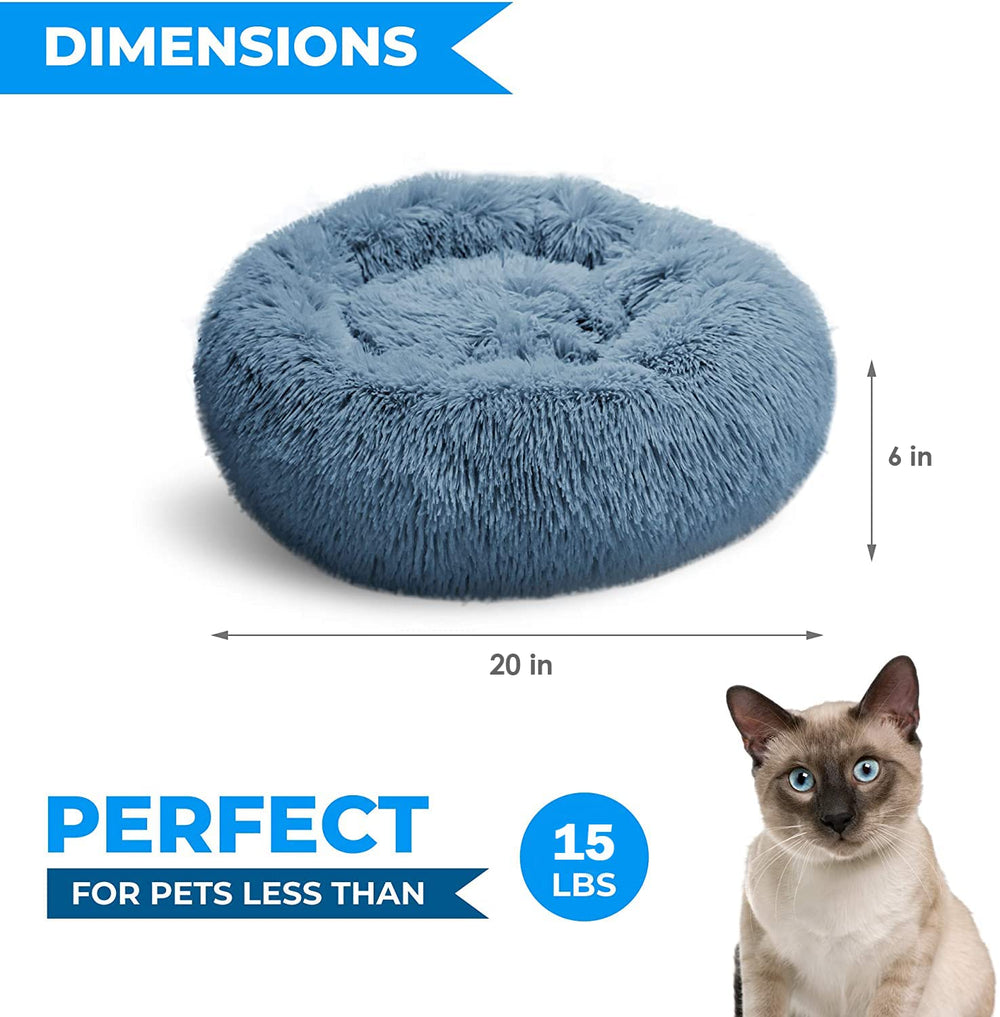 Cama Whiskers & Friends en forma de dona, diseño envolvente para calma y confort.