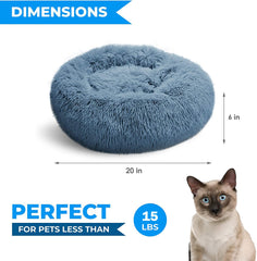 Cama Whiskers & Friends en forma de dona, diseño envolvente para calma y confort.