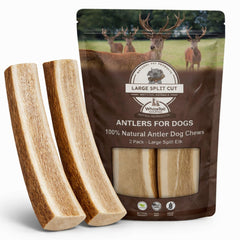 WhiteTail Naturals astas de alce divididas para perro grande, masticación duradera.