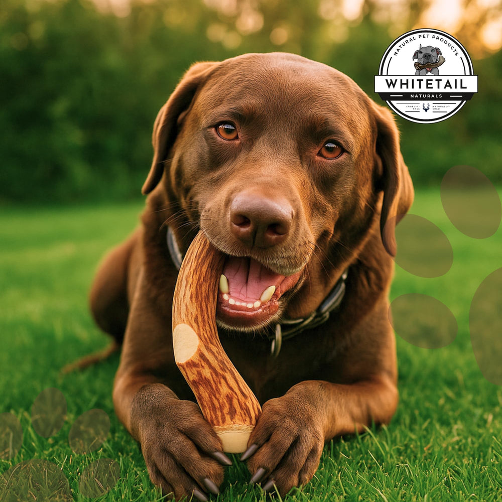 WhiteTail Naturals mordedor grande de ciervo, duradero y seguro para perros