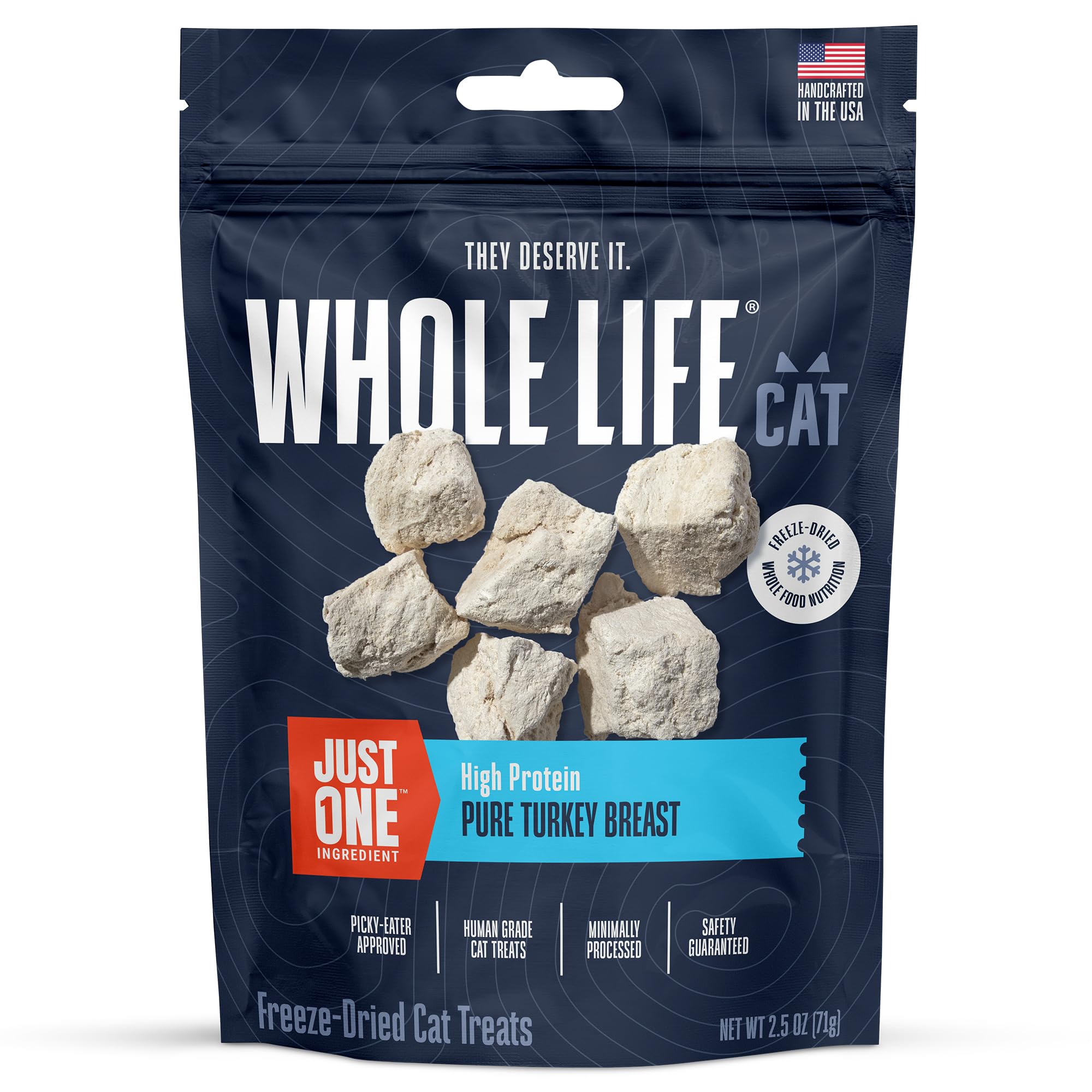 Golosinas de pavo liofilizado Whole Life para gatos, bocaditos crujientes