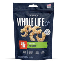 Whole Life Pet: camarón desecado en empaque, snack proteico para gatos.