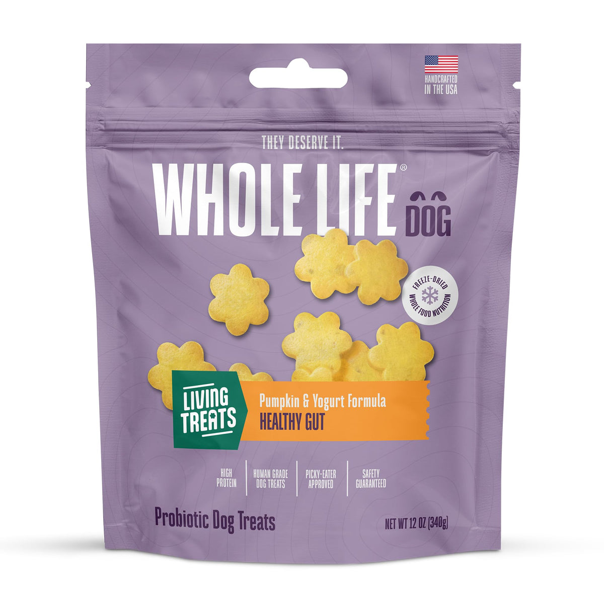 Premios probióticos Whole Life para perro, enfoque digestivo y sabor agradable.