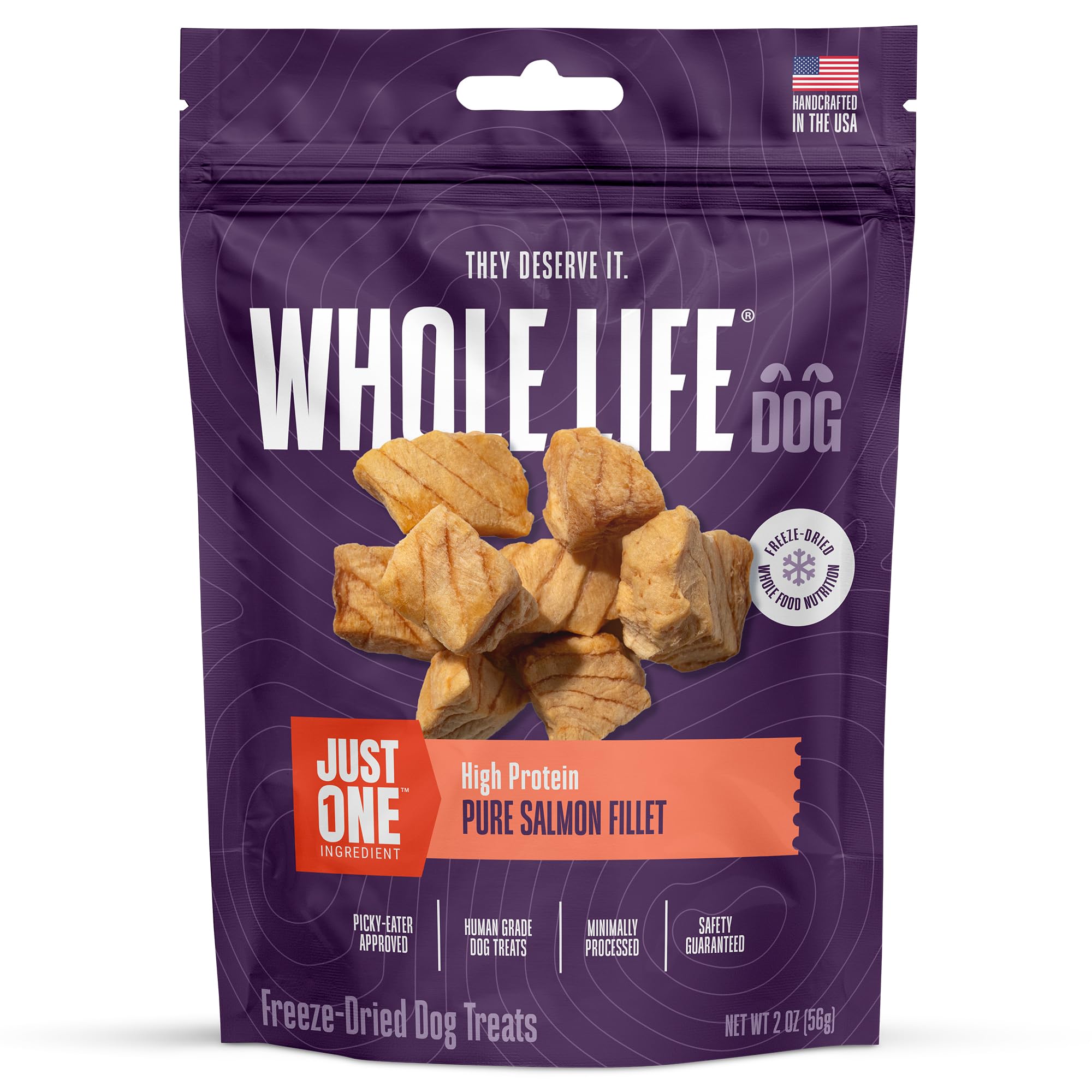 Just One Salmon de Whole Life Pet, premio deshidratado ideal para entrenar y premiar