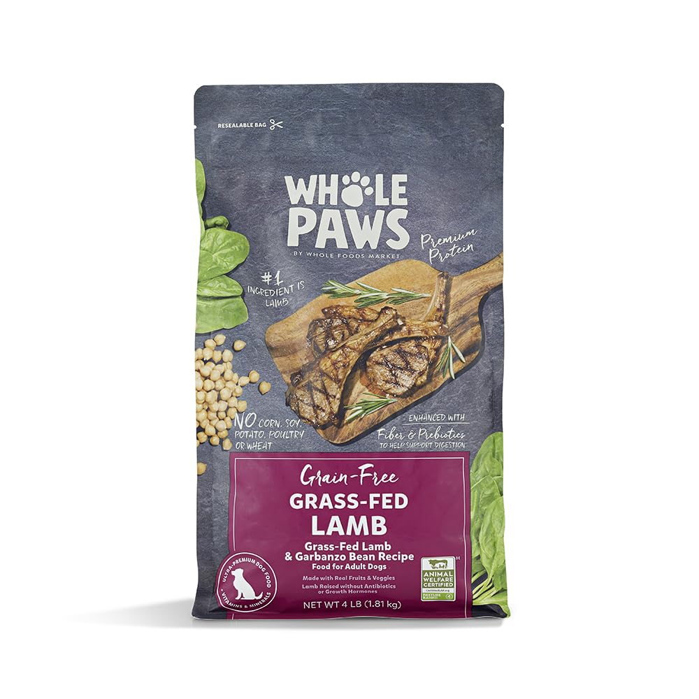 Whole Paws alimento para perros en bol con cordero y garbanzos para energía diaria