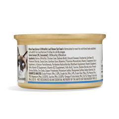 Comida húmeda Whole Paws para gatos, salmón y pescado blanco, textura suave para la cena.