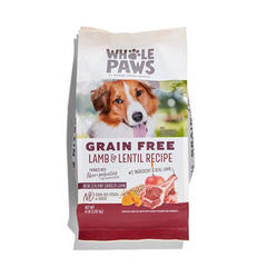 Whole Paws cordero sin granos con lentejas, bolsa de 64 oz para perros adultos