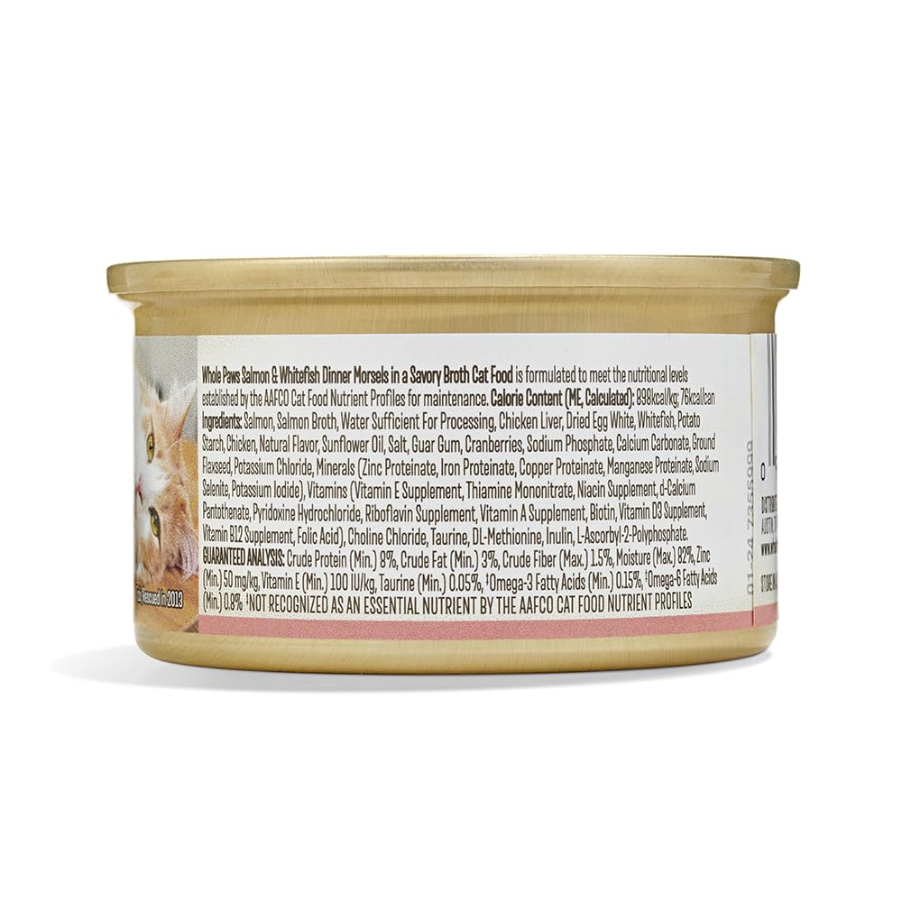 Lata de Whole Paws muestra textura real para sabor atractivo y nutrición completa.