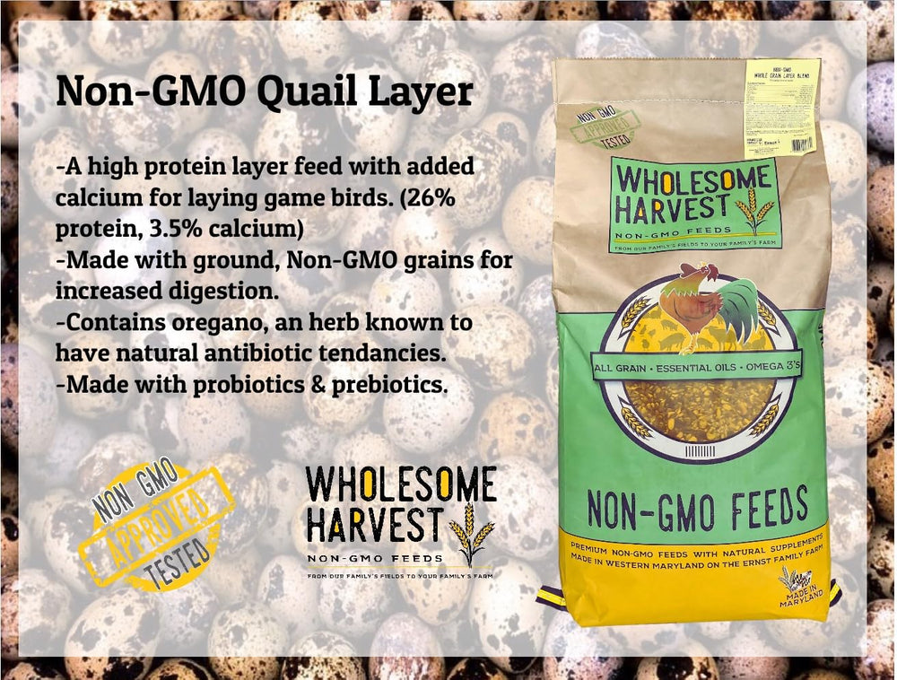 Wholesome Harvest Quail Layer Feed contiene algas marinas para nutrición completa