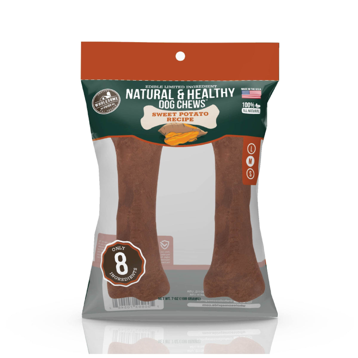 Wholesome Pride huesos-batata-natural para perros medianos, digestión suave.