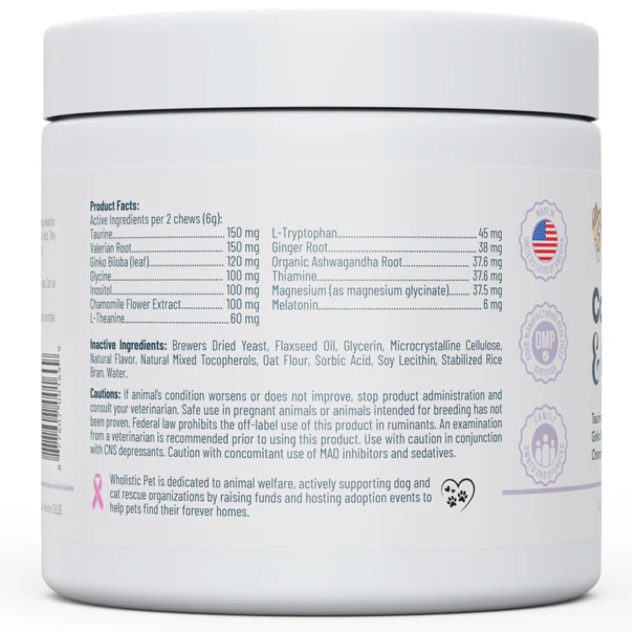Promesa de satisfacción de Wholistic Pet Calm & Relaxed para dueños atentos.
