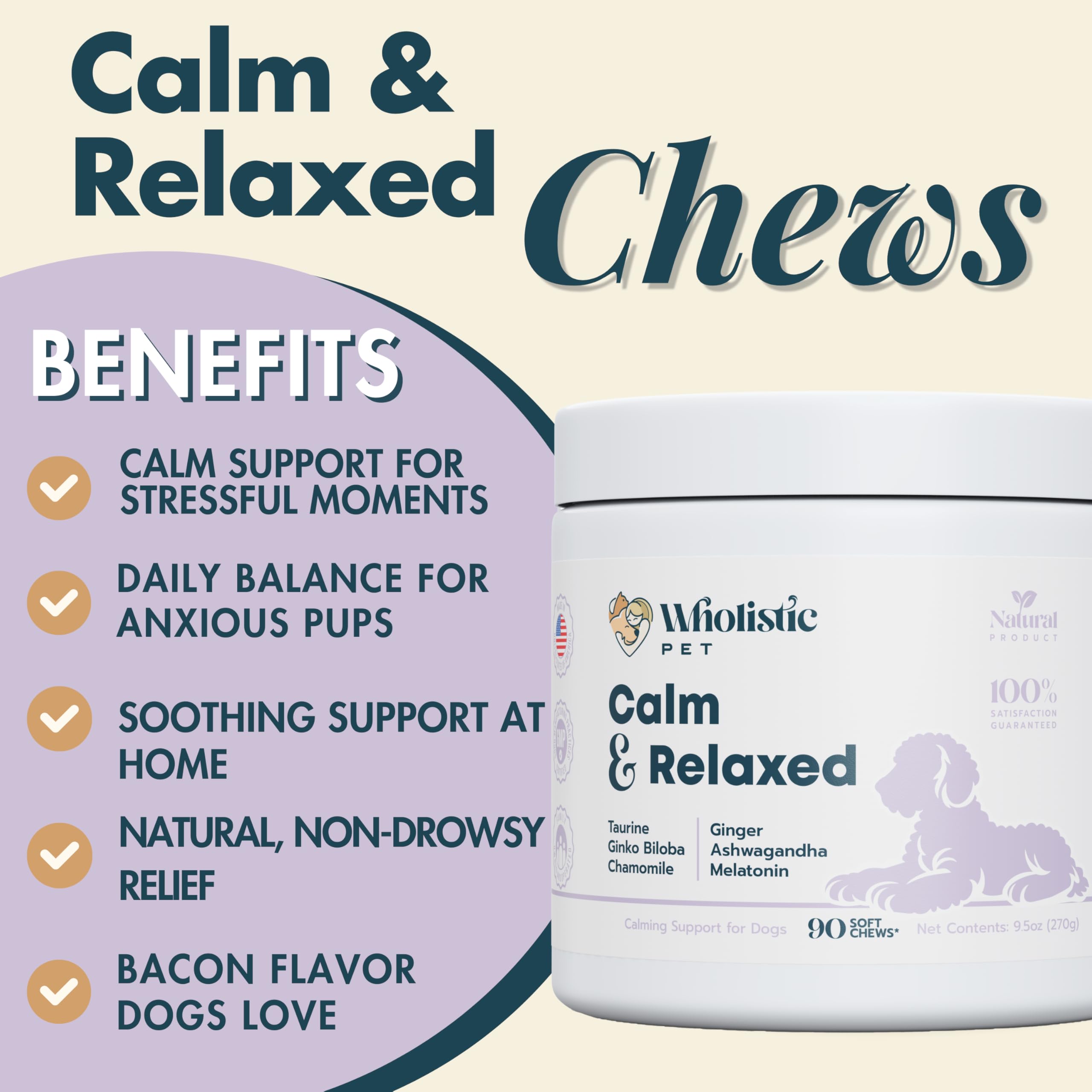 Perro calmado durante el viaje en coche gracias a Wholistic Pet Calm & Relaxed.