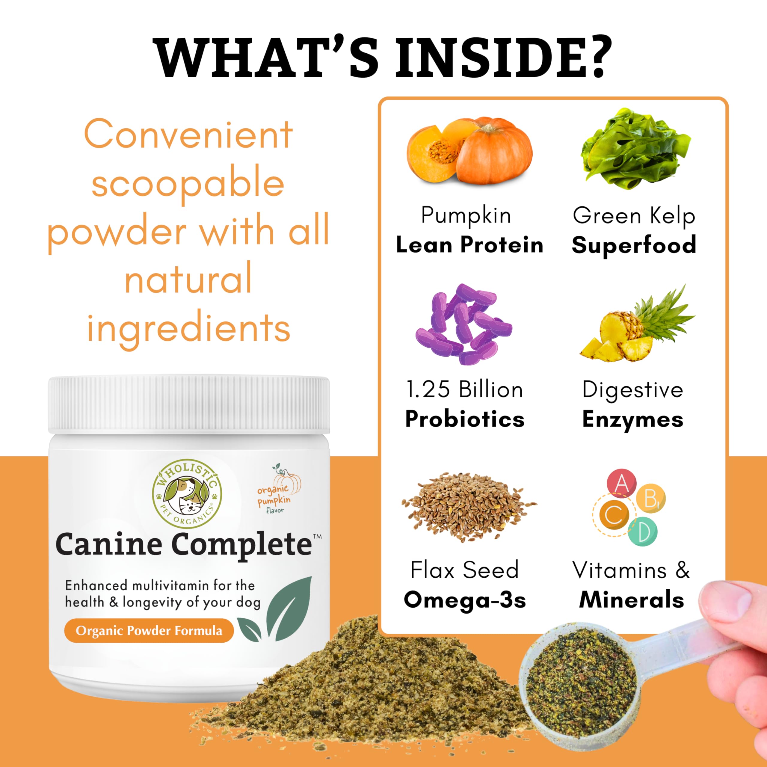 Wholistic Pet Organics Canine Complete dieta casera segura y nutritiva.