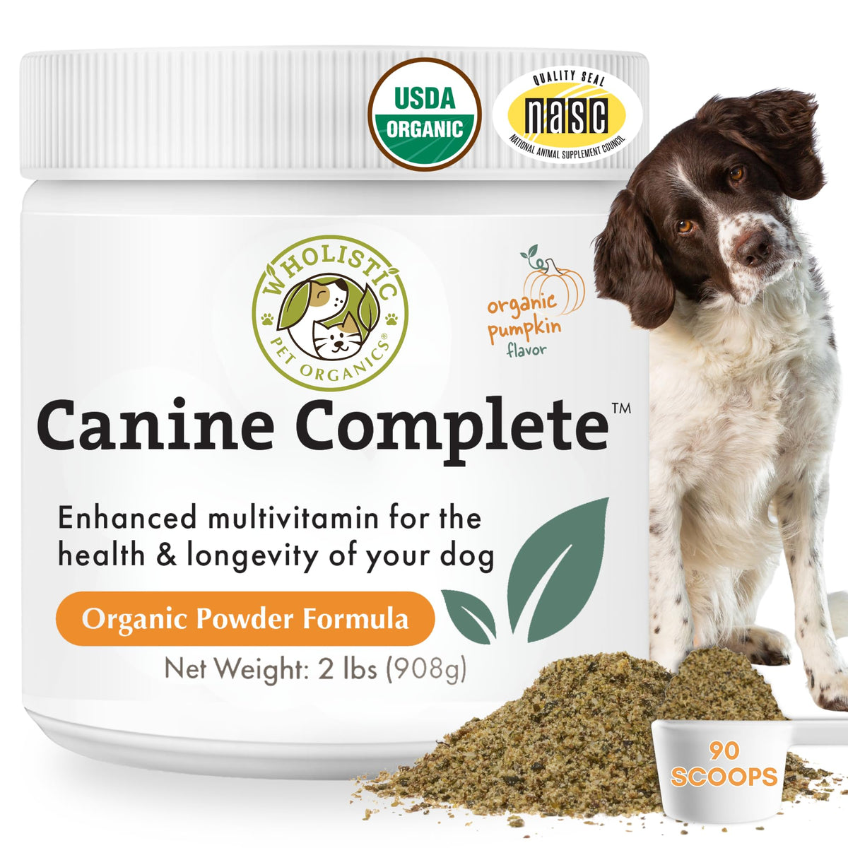Wholistic Pet Organics Canino Completo polvo multivitamínico mejora pelaje