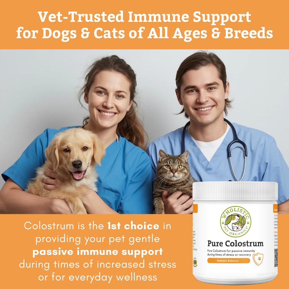 Wholistic Pet Organics Colostro para gatos en polvo, apoyo a la piel y alergias.