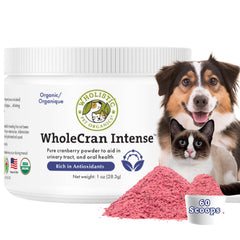 Wholistic Pet Organics Cranberry en polvo para perros y gatos, apoyo urinario natural.