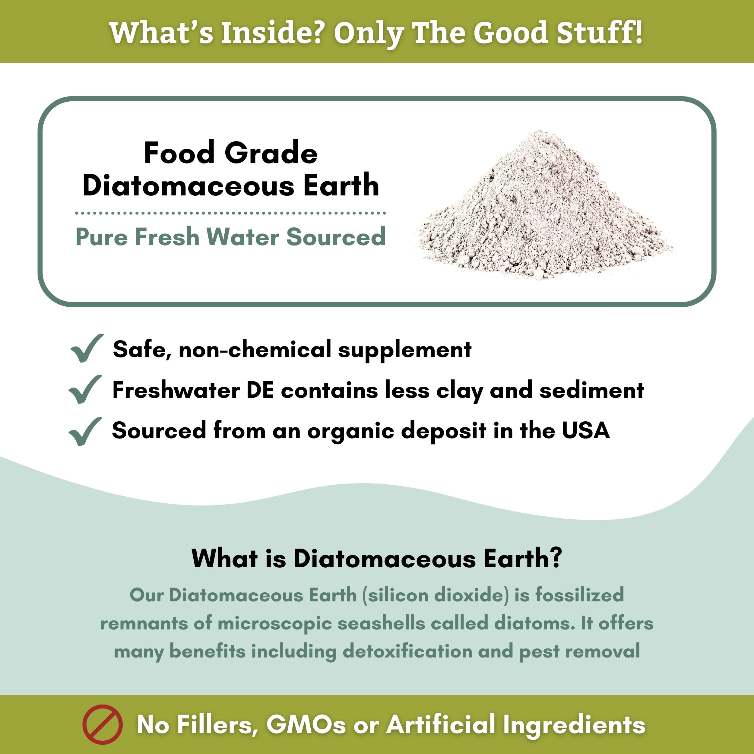 Wholistic Pet Organics Diatomaceous Earth, polvo blanco fino, fácil de integrar en comida