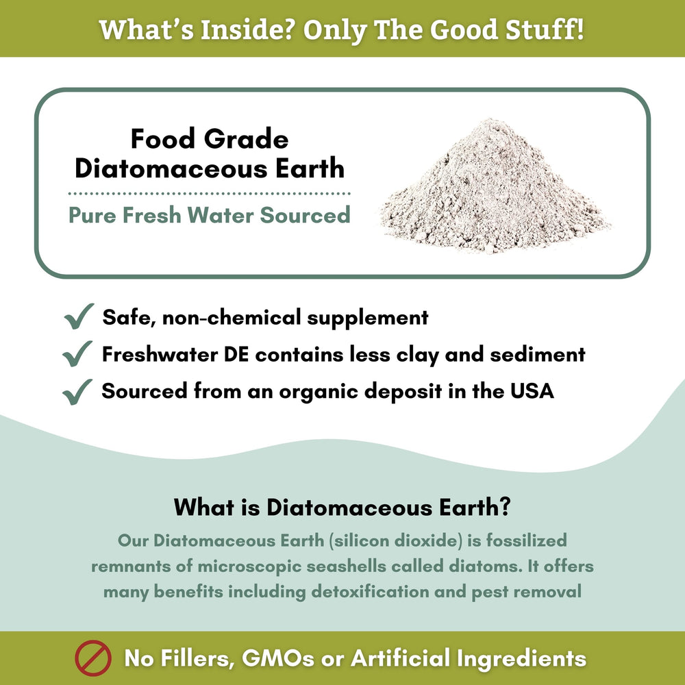 Wholistic Pet Organics Diatomaceous Earth, polvo blanco fino, fácil de integrar en comida