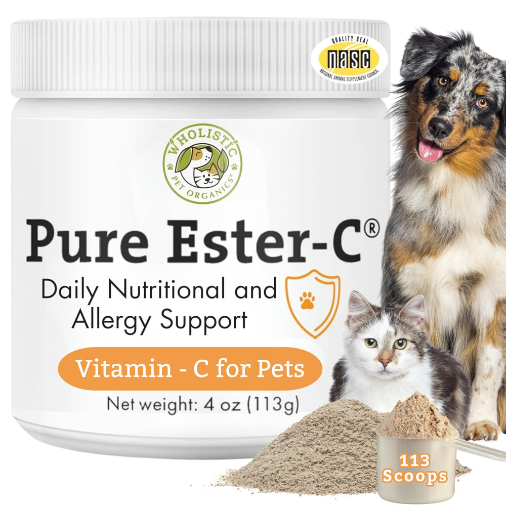 Wholistic Pet Organics Ester-C Powder para perros y gatos, posible apoyo inmunológico.