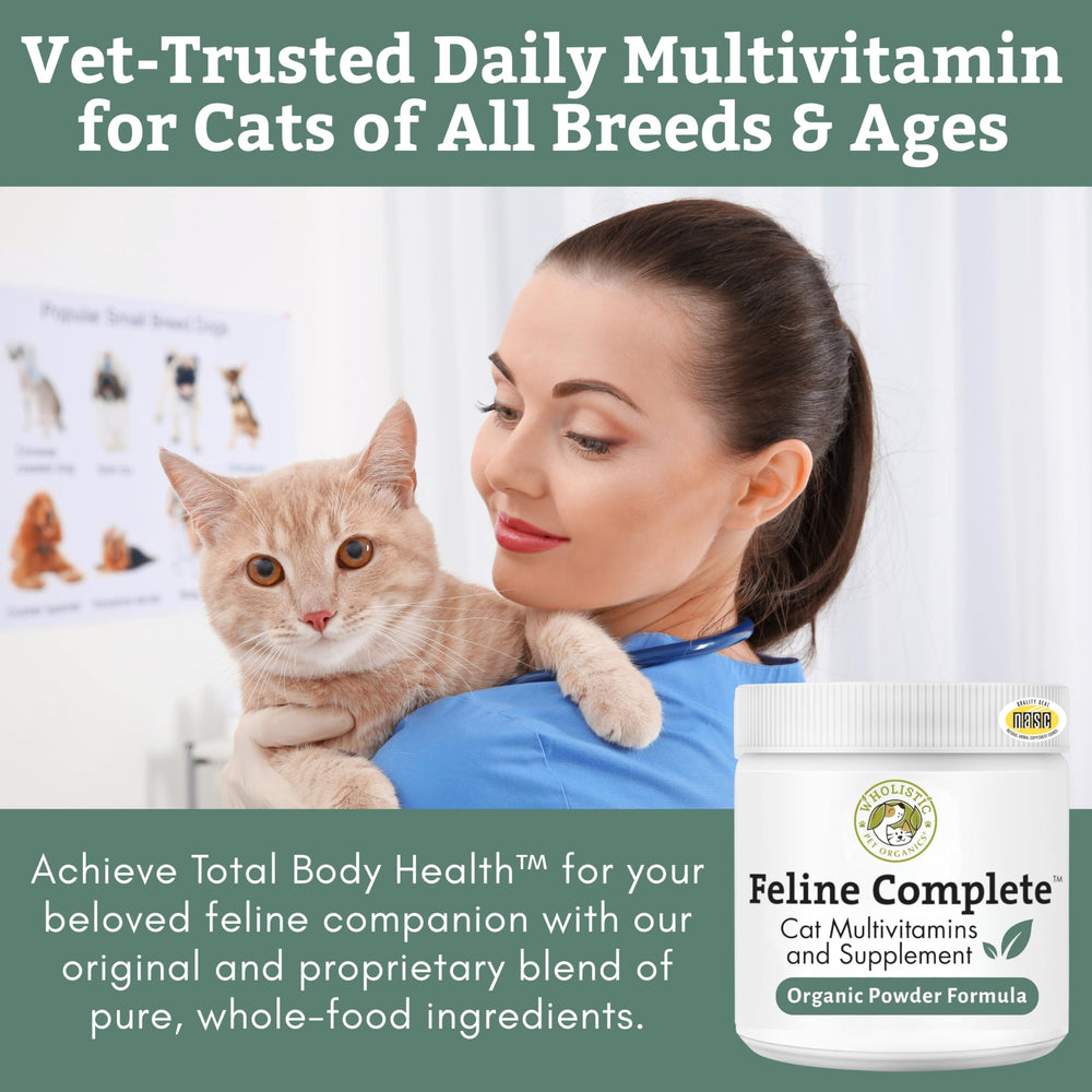 Wholistic Pet Organics Feline Complete, dosificador, facilita la medición de la porción diaria