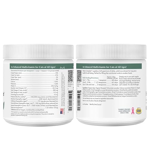 Wholistic Pet Organics Feline Complete, envase de 4 onzas para porciones cómodas.