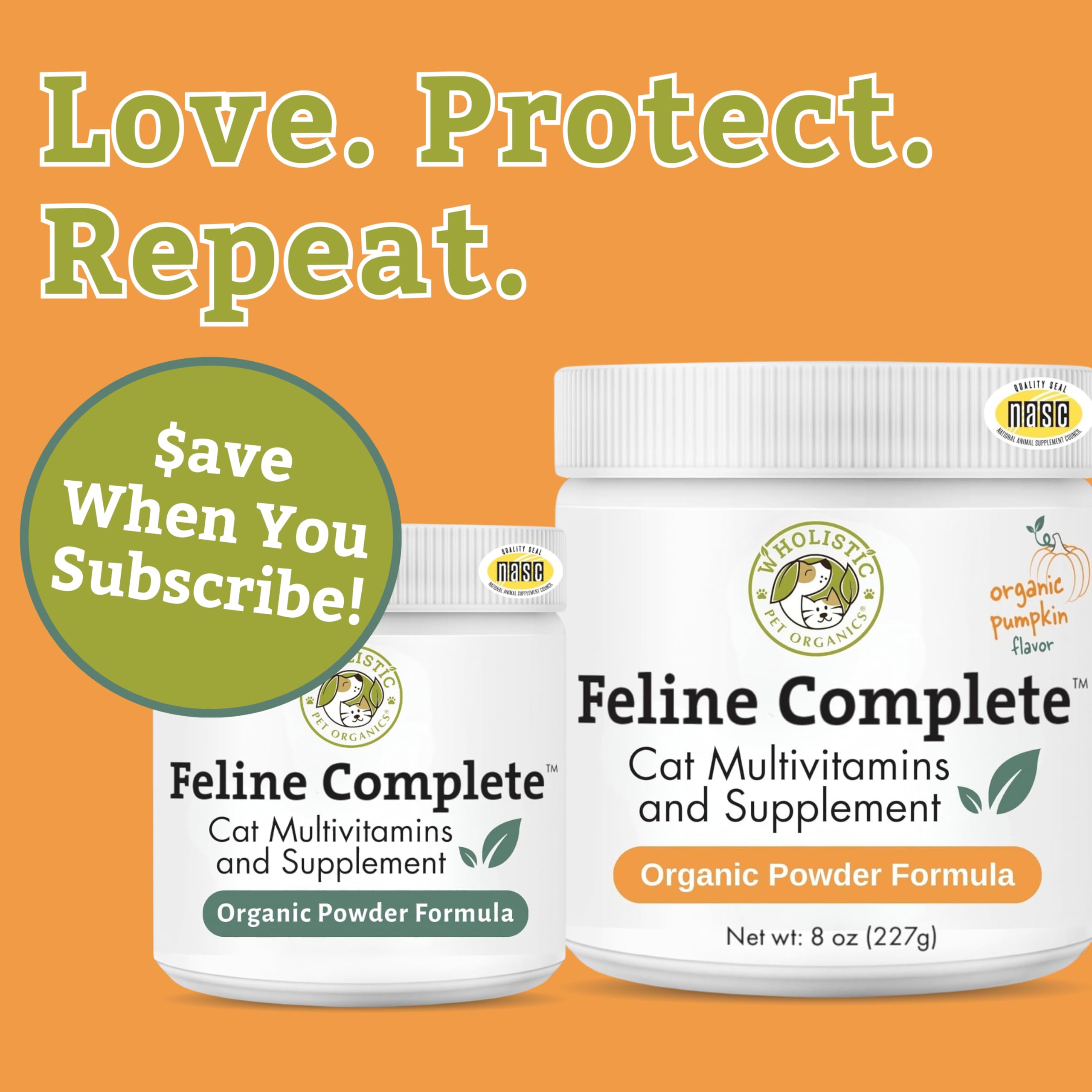 Wholistic Pet Organics Feline Complete Organic Pumpkin, envase de 4 onzas, fácil de incorporar en comidas.