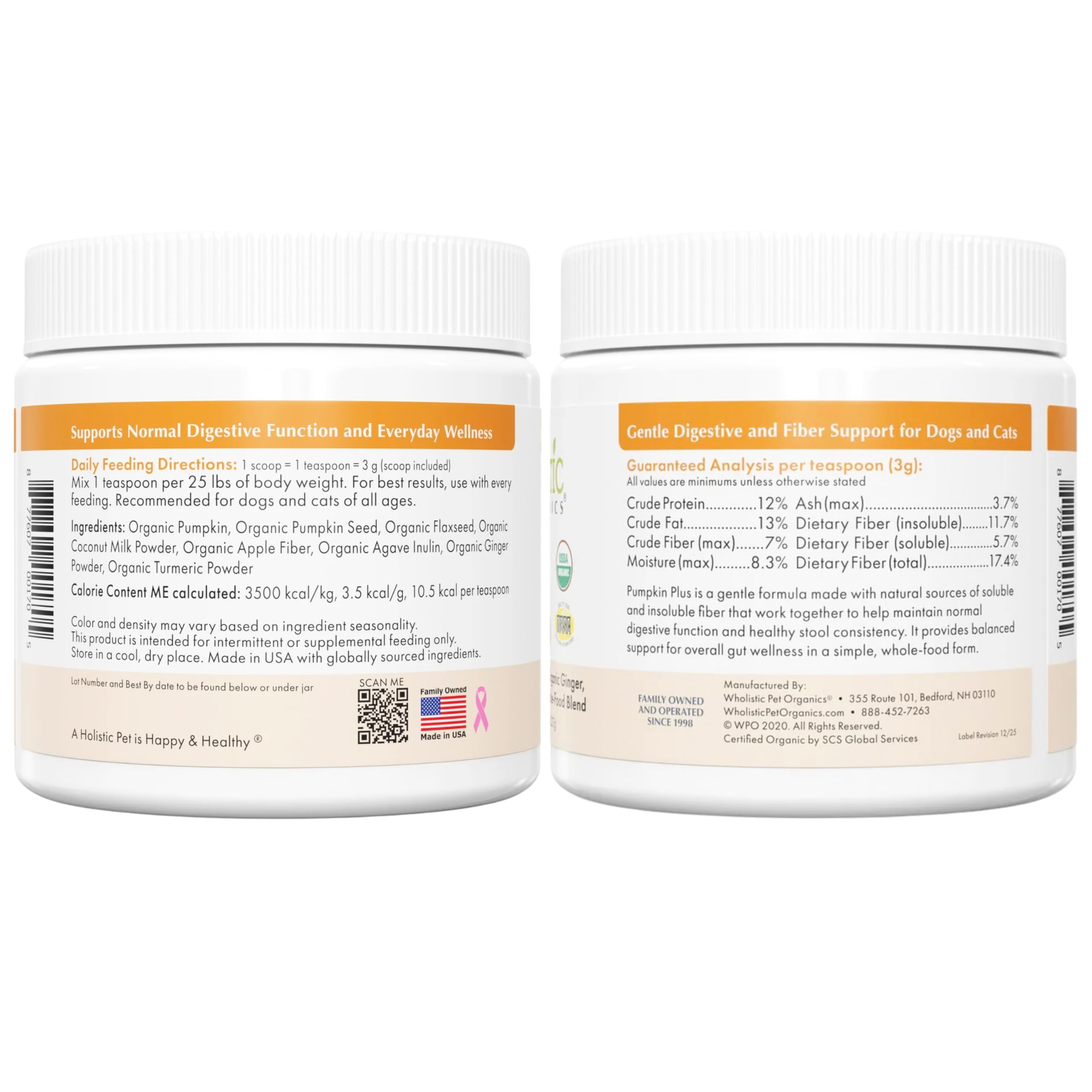 Wholistic Pet Organics Garantía de 90 días, satisfacción.