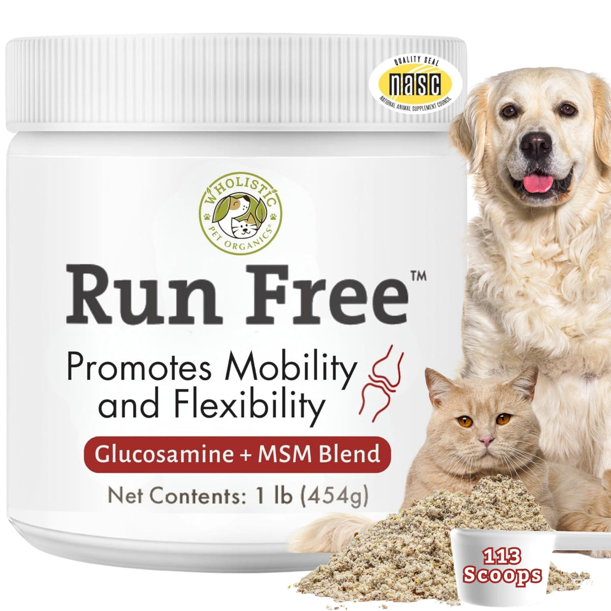 Wholistic Pet Organics Max Strength: botella para articulaciones y movilidad de mascotas