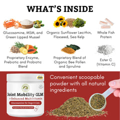 Wholistic Pet Organics: mejillón verde para articulaciones, apoyo natural a la movilidad.