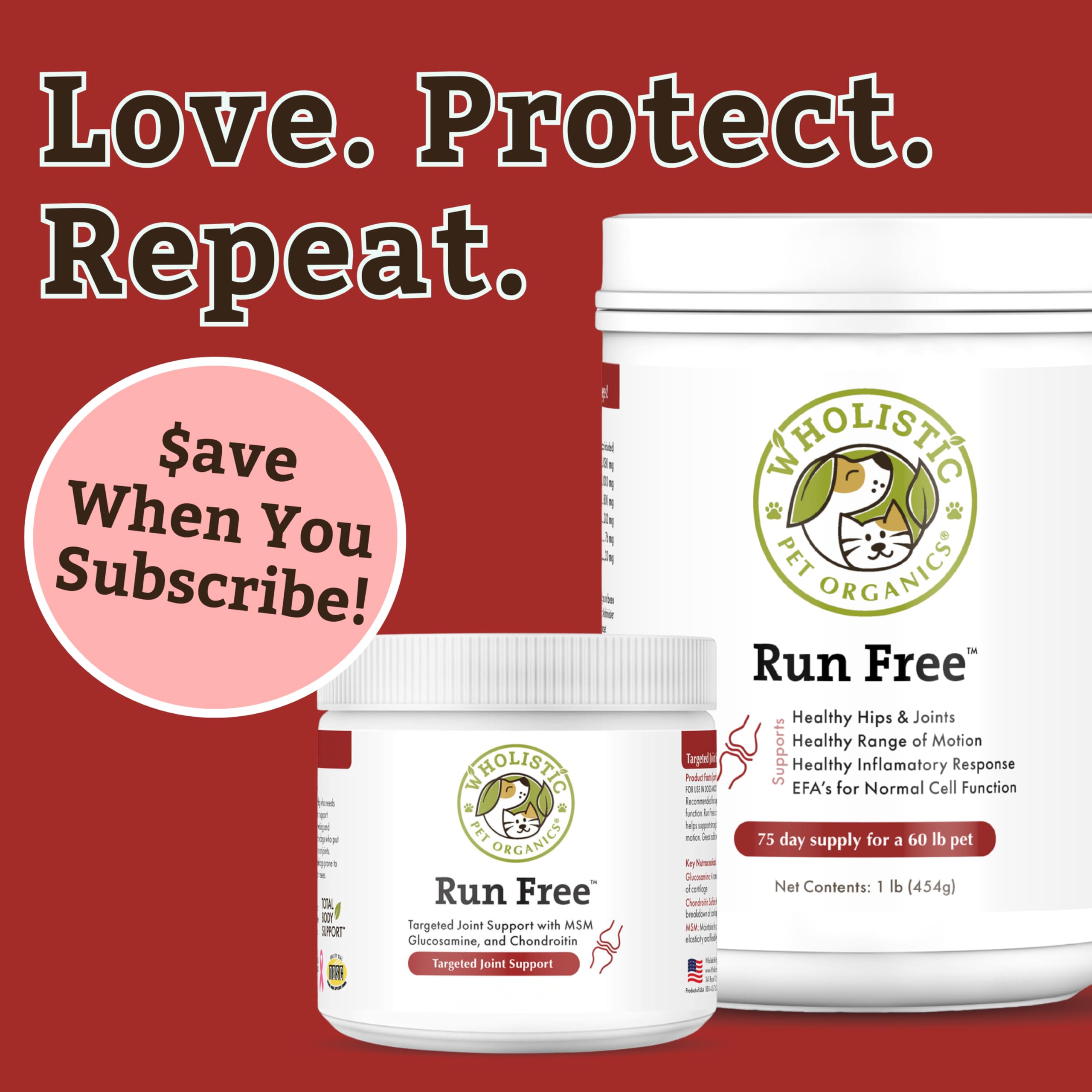 Wholistic Pet Organics: movilidad diaria para perros y gatos mayores.
