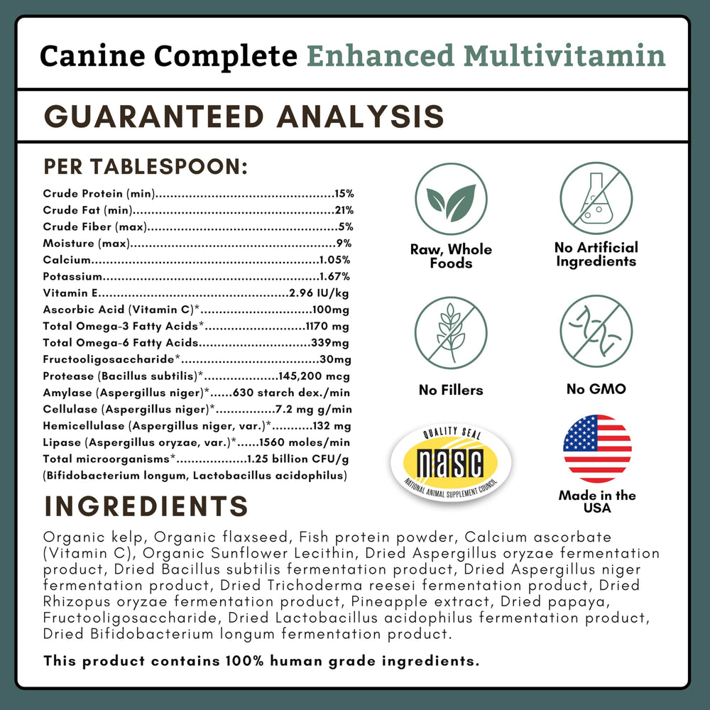 Wholistic Pet Organics Canine Complete, probióticos y digestión suave, ideal para perros sensibles.