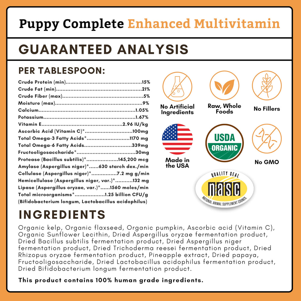 Wholistic Pet Organics Puppy Complete, colágeno de pescado para piel sana