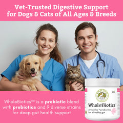Wholistic Pet Organics WholeBiotics, cepas probióticas para microbioma estable