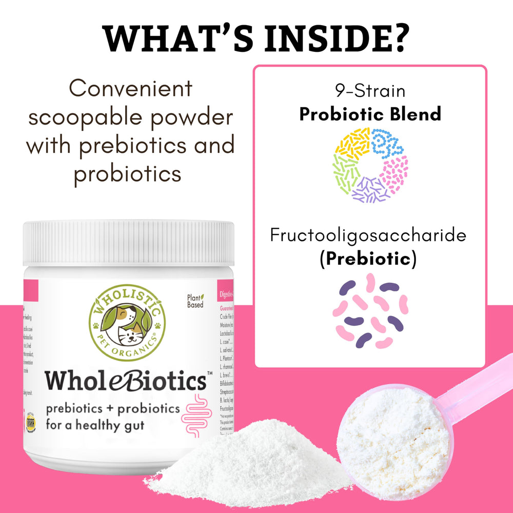 Wholistic Pet Organics WholeBiotics, prebióticos que favorecen absorción de nutrientes